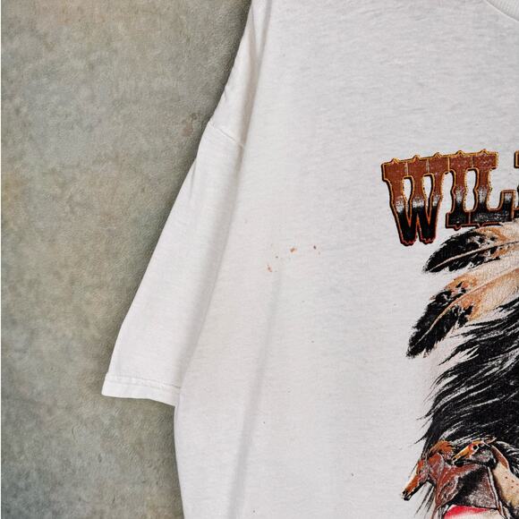 VTG Wild as the Wind Native T Shirt Sz XL White Western Horses Nature 90s Indian - Picture 7 of 8